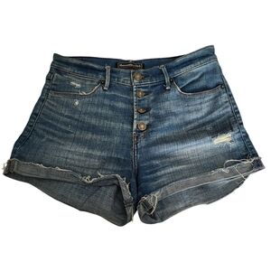 Abercrombie & Fitch High Rise Button Fly Distressed Denim Shorts - Size 26